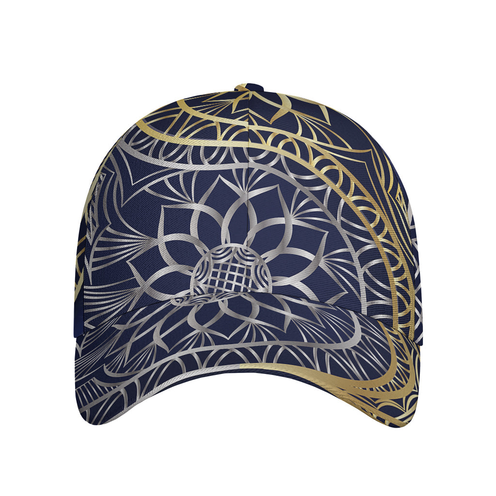 Gold And Grey Yin Yang Flower Print Baseball Cap