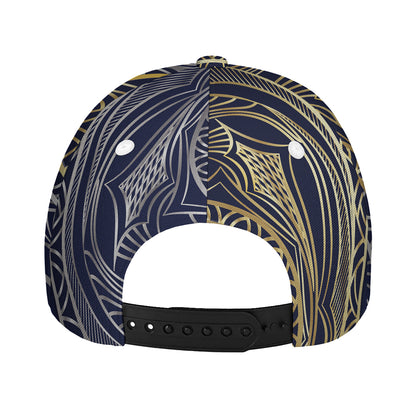Gold And Grey Yin Yang Flower Print Baseball Cap