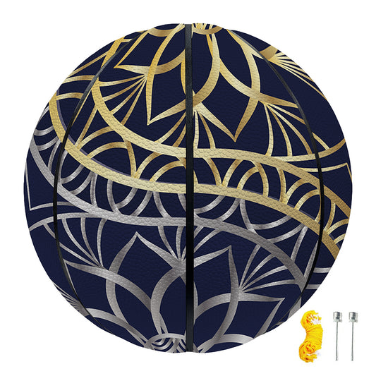 Gold And Grey Yin Yang Flower Print Basketball