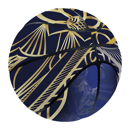 Gold And Grey Yin Yang Flower Print Basketball