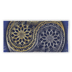 Gold And Grey Yin Yang Flower Print Beach Towel
