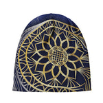 Gold And Grey Yin Yang Flower Print Beanie