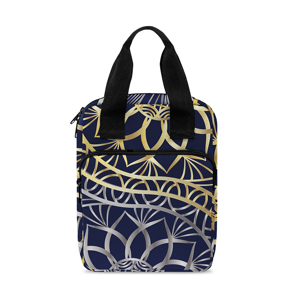 Gold And Grey Yin Yang Flower Print Bible Tote Bag