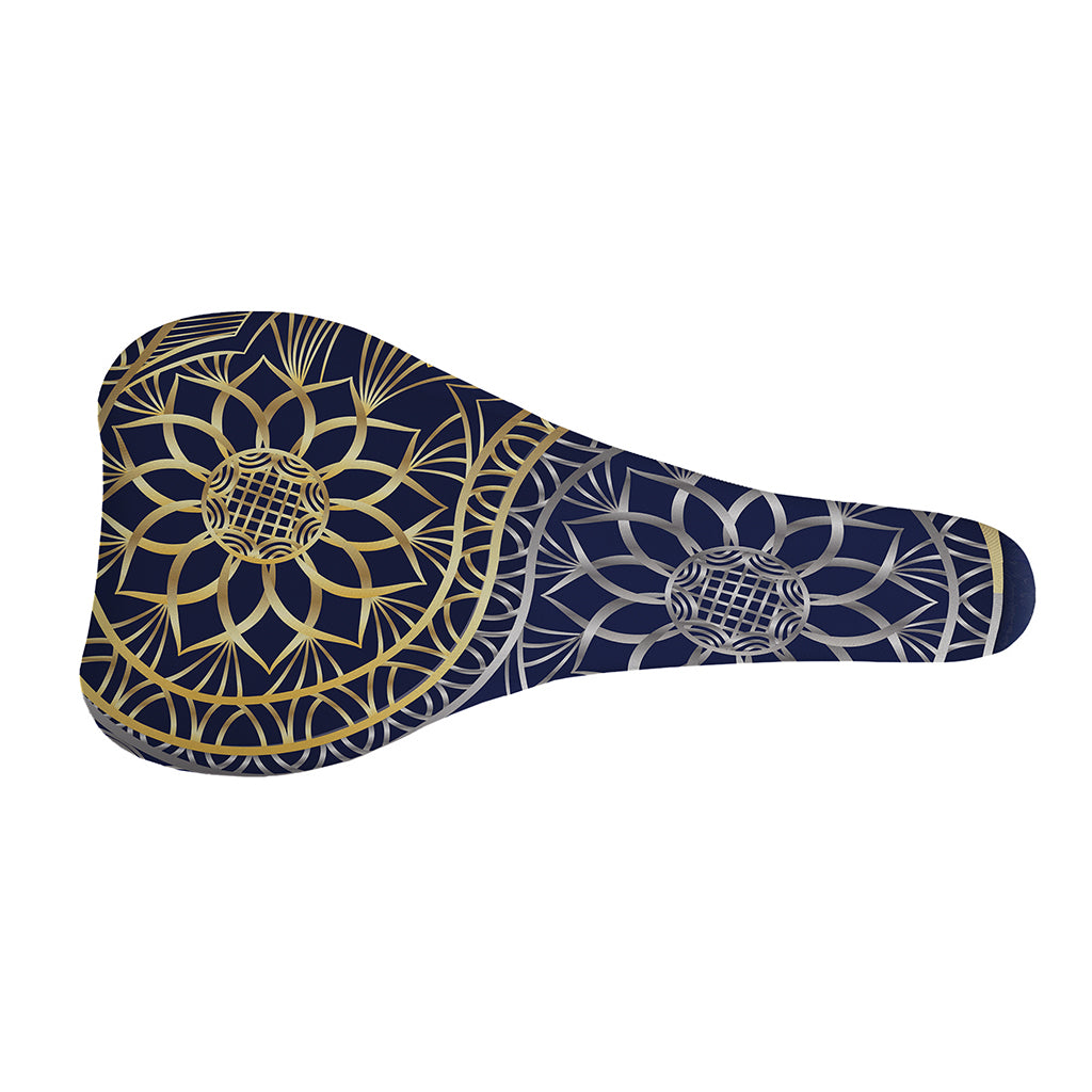 Gold And Grey Yin Yang Flower Print Bicycle Seat Cover