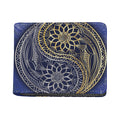 Gold And Grey Yin Yang Flower Print Bifold Wallet