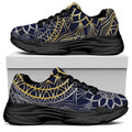 Gold And Grey Yin Yang Flower Print Black Chunky Shoes