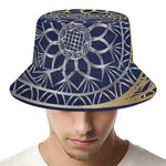 Gold And Grey Yin Yang Flower Print Bucket Hat