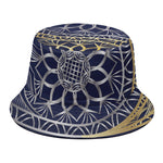 Gold And Grey Yin Yang Flower Print Bucket Hat