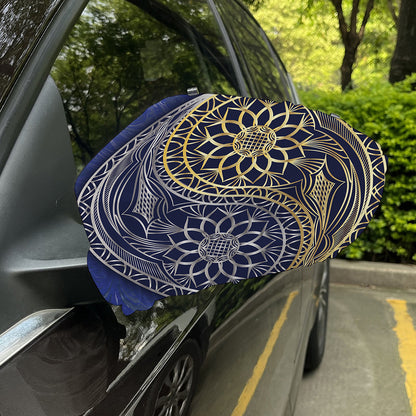 Gold And Grey Yin Yang Flower Print Car Side Mirror Covers
