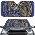 Gold And Grey Yin Yang Flower Print Car Windshield Sun Shade