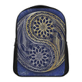 Gold And Grey Yin Yang Flower Print Casual Backpack