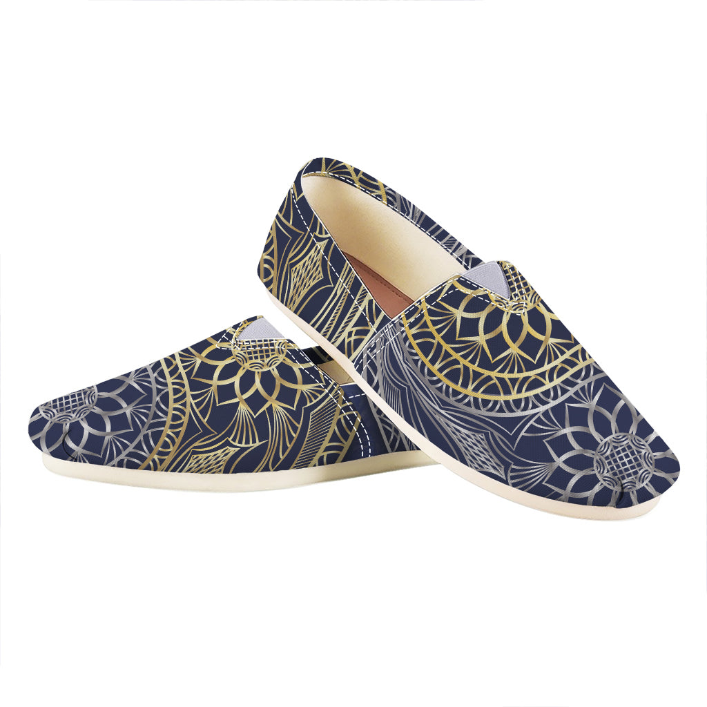 Gold And Grey Yin Yang Flower Print Casual Shoes