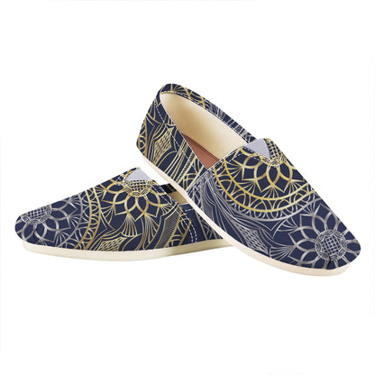 Gold And Grey Yin Yang Flower Print Casual Shoes
