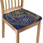 Gold And Grey Yin Yang Flower Print Chair Cushion Cover