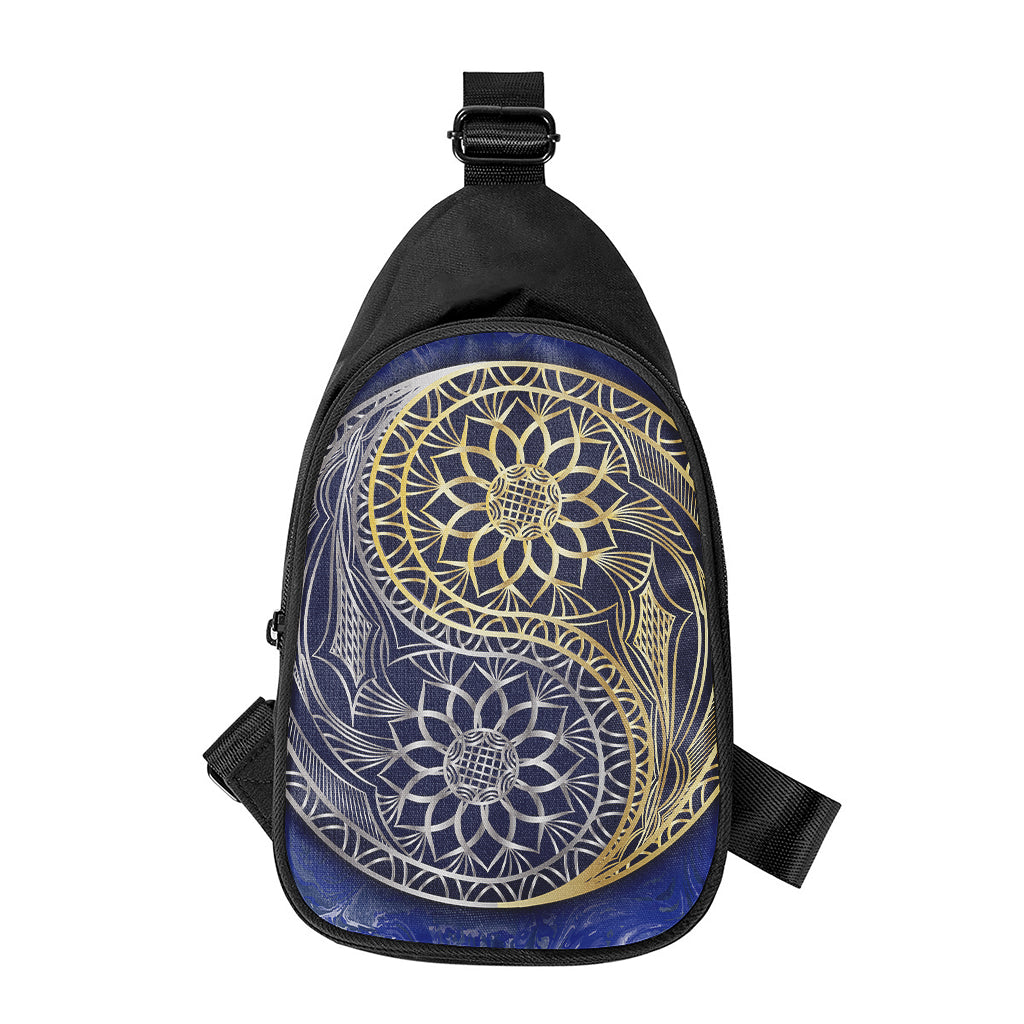 Gold And Grey Yin Yang Flower Print Chest Bag