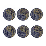 Gold And Grey Yin Yang Flower Print Coaster Set