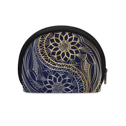 Gold And Grey Yin Yang Flower Print Coin Purse