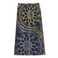 Gold And Grey Yin Yang Flower Print Cotton Front Slit Maxi Skirt