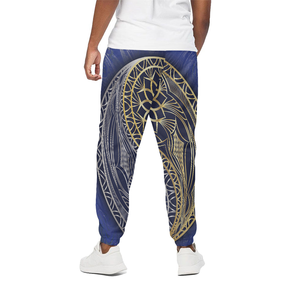 Gold And Grey Yin Yang Flower Print Cotton Pants