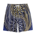 Gold And Grey Yin Yang Flower Print Cotton Shorts