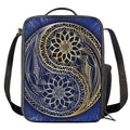 Gold And Grey Yin Yang Flower Print Crossbody Lunch Bag