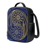 Gold And Grey Yin Yang Flower Print Crossbody Lunch Bag