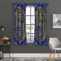Gold And Grey Yin Yang Flower Print Grommet Curtain Panels