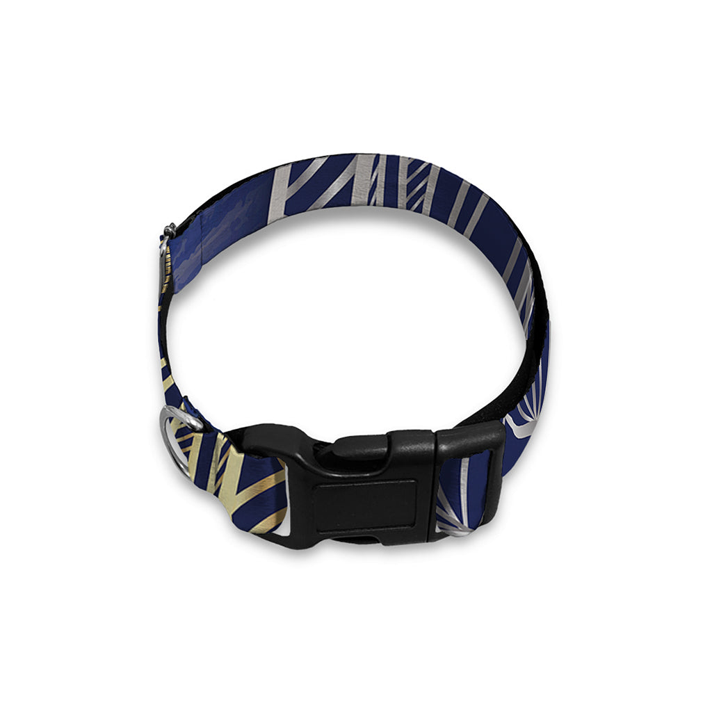 Gold And Grey Yin Yang Flower Print Dog Collar