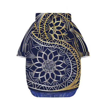 Gold And Grey Yin Yang Flower Print Dog Zip Up Hoodie