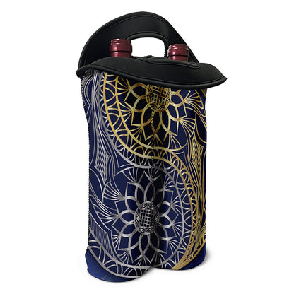 Gold And Grey Yin Yang Flower Print Double Neoprene Wine Tote