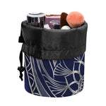 Gold And Grey Yin Yang Flower Print Drawstring Makeup Bag