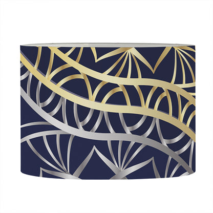 Gold And Grey Yin Yang Flower Print Drum Lamp Shade