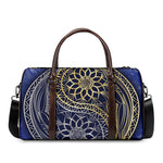 Gold And Grey Yin Yang Flower Print Duffle Bag