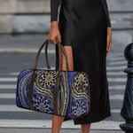 Gold And Grey Yin Yang Flower Print Duffle Bag