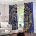 Gold And Grey Yin Yang Flower Print Extra Wide Grommet Curtains