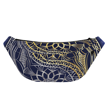 Gold And Grey Yin Yang Flower Print Fanny Pack