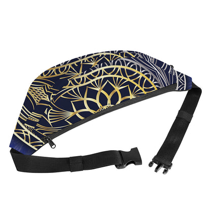 Gold And Grey Yin Yang Flower Print Fanny Pack