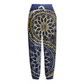 Gold And Grey Yin Yang Flower Print Fleece Lined Knit Pants