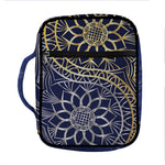 Gold And Grey Yin Yang Flower Print Front Pocket Bible Bag