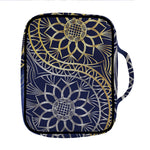 Gold And Grey Yin Yang Flower Print Front Pocket Bible Bag