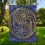 Gold And Grey Yin Yang Flower Print Garden Flag