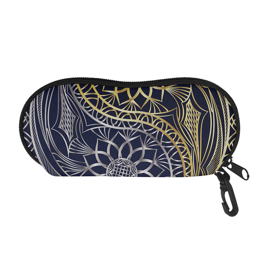 Gold And Grey Yin Yang Flower Print Glasses Case