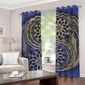 Gold And Grey Yin Yang Flower Print Grommet Curtains