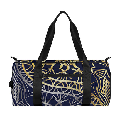 Gold And Grey Yin Yang Flower Print Gym Bag