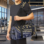 Gold And Grey Yin Yang Flower Print Gym Bag