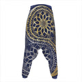 Gold And Grey Yin Yang Flower Print Hammer Pants