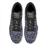 Gold And Grey Yin Yang Flower Print High Top Leather Sneakers