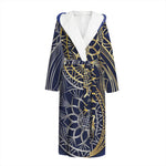 Gold And Grey Yin Yang Flower Print Hooded Bathrobe