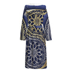 Gold And Grey Yin Yang Flower Print Hooded Bathrobe
