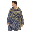Gold And Grey Yin Yang Flower Print Hoodie Blanket